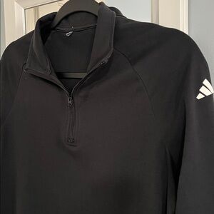 VTG Adidas Y2K Black Quarter Zip Light Weight Long Sleeve Pull Over Black